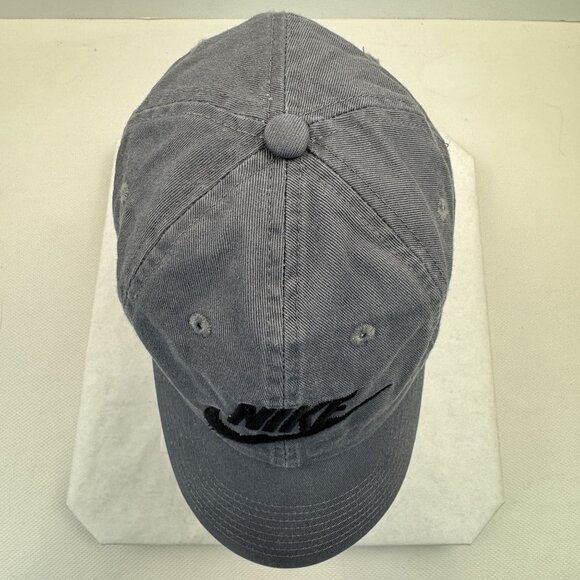 Nike Heritage86 Adjustable Baseball Cap Gray Black Embroidered Logo Strap Back - Picture 4 of 10